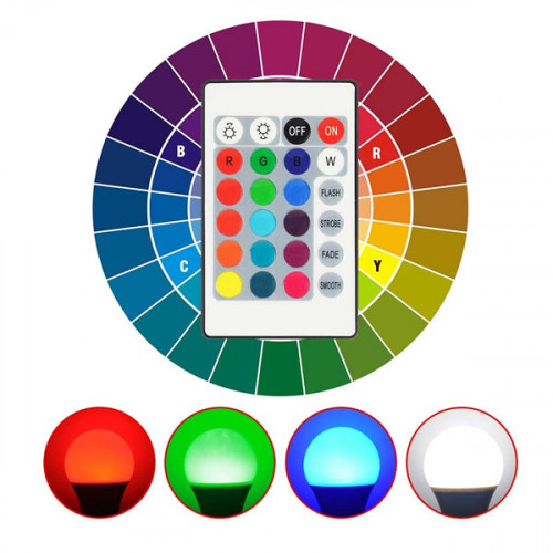  LED Bulb RGB + White 16 Color LED Dimmable Light Bulb