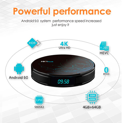 HK1 4K Plus Android 9.1 RK3328 Quad Core 64bit 4GB RAM 64GB ROM Smart TV Box