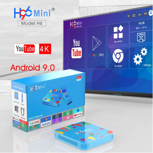 H96 MINI H6 6K Android 9.0 Smart TV BOX Quad Core 4 GB RAM and 128 GB HDD Dual Wifi 2.4G /5G Smart TV BOX