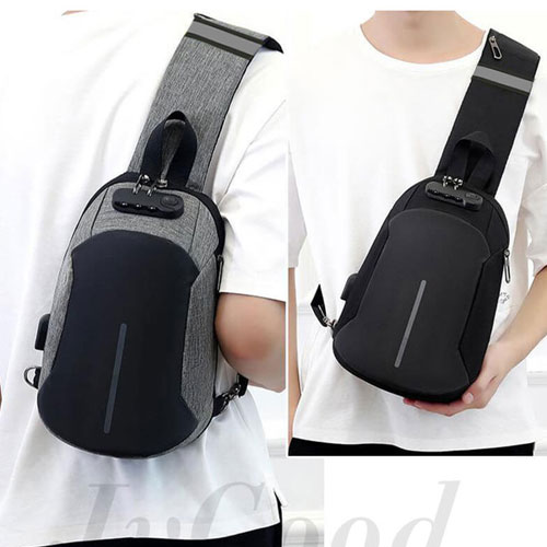 Mini Crossbody Anti Theft Sling bag with Password Lock - Gray