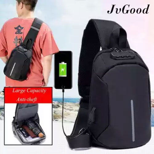 Mini Crossbody Anti Theft Sling bag with Password Lock - Gray