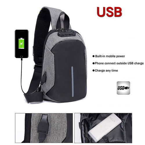 Mini Crossbody Anti Theft Sling bag with Password Lock - Gray