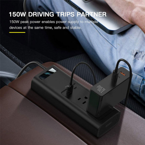 Baseus 150W Car Inverter DC 12V to AC 110V Dual Port Fast Charging Car Power Station