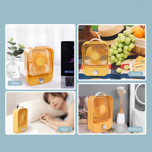 Stepless Rechargeable Speed Control Table Fan - Pink