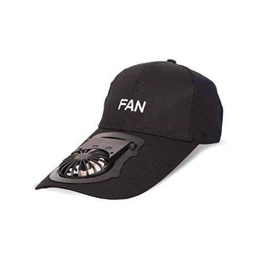 USB Charging 3-Speed Fan Cap - Black