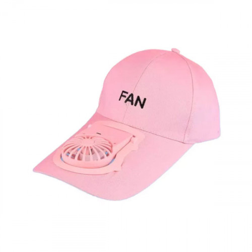 USB Charging 3-Speed Fan Cap - Pink