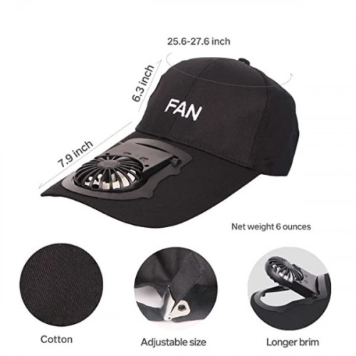USB Charging 3-Speed Fan Cap - Pink