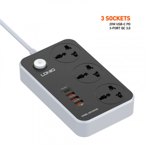 LDNIO 2500W 3 Universal AC Ports / 18W Q...