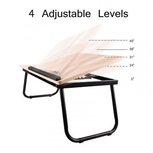 Multi-Purpose Wooden Portable Adjustable Laptop Desk Bed Tray Lap Tablet with Cup Holder - Brown