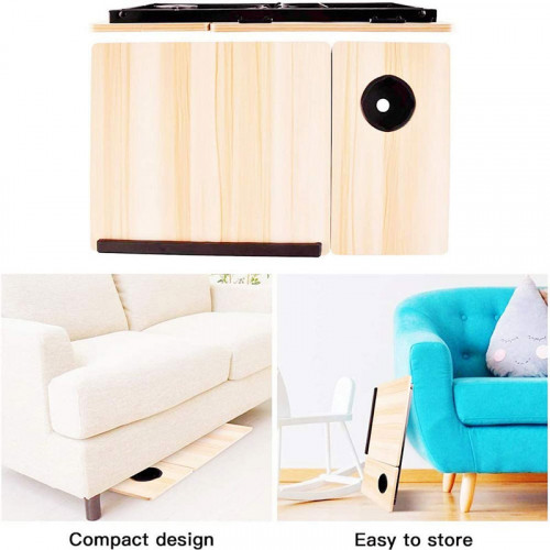Multi-Purpose Wooden Portable Adjustable Laptop Desk Bed Tray Lap Tablet with Cup Holder - Brown