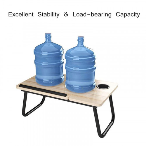 Multi-Purpose Wooden Portable Adjustable Laptop Desk Bed Tray Lap Tablet with Cup Holder - Brown