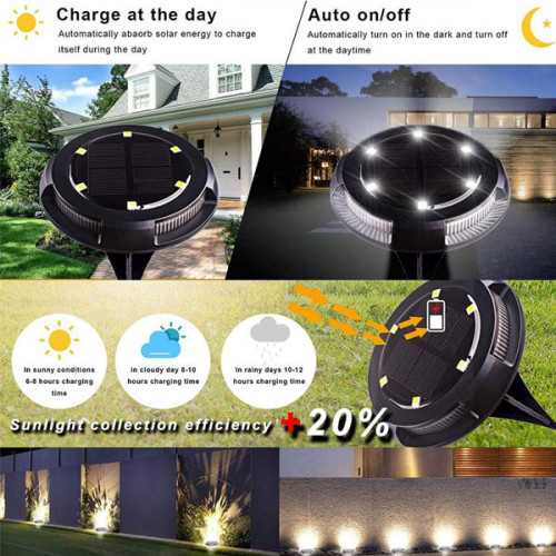 Waterproof Solar Powered Garden LED Disk Lights ( Pack Of 4 )