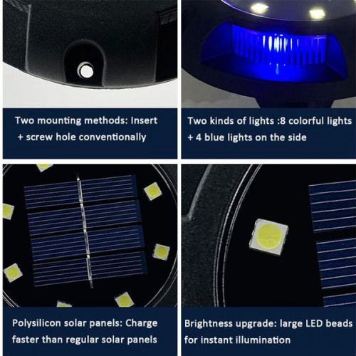 Waterproof Solar Powered Garden LED Disk Lights ( Pack Of 4 )