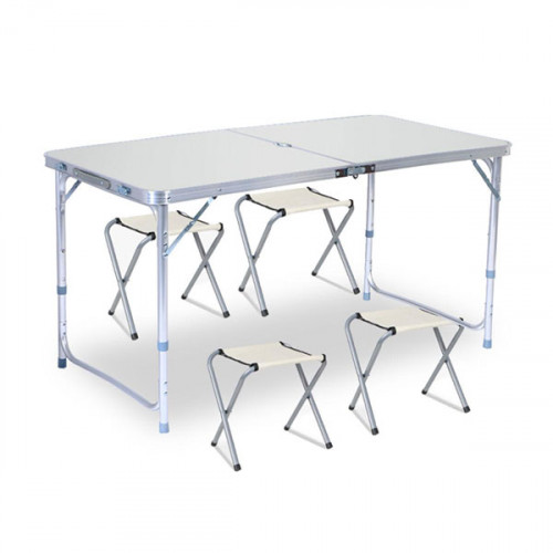 Folding Aluminum Picnic Table with 4 Sto...