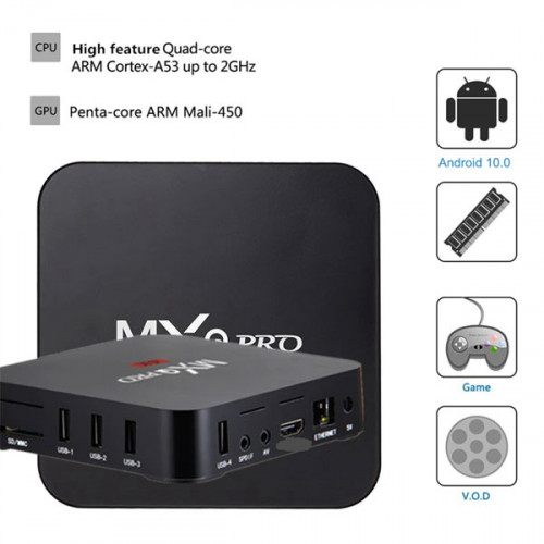 MXQ Pro 4K Android TV Box 4GB RAM and 64 GB HDD , Android 10.0