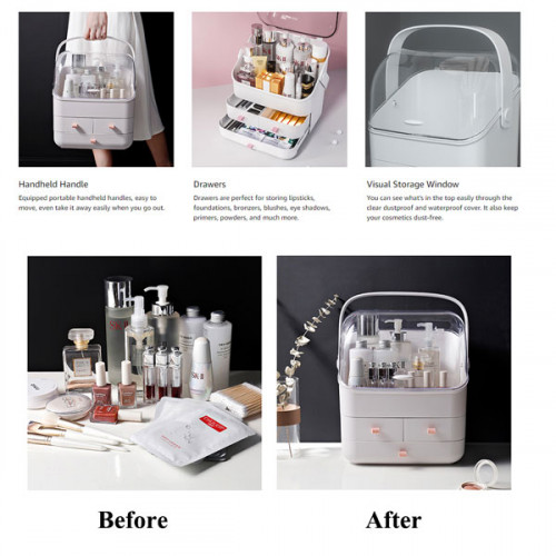 Makeup Organizer Box with Drawers