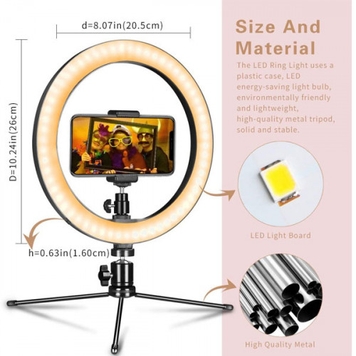 Portable Ring Light with Mini Tripod ( 10 inch ) 