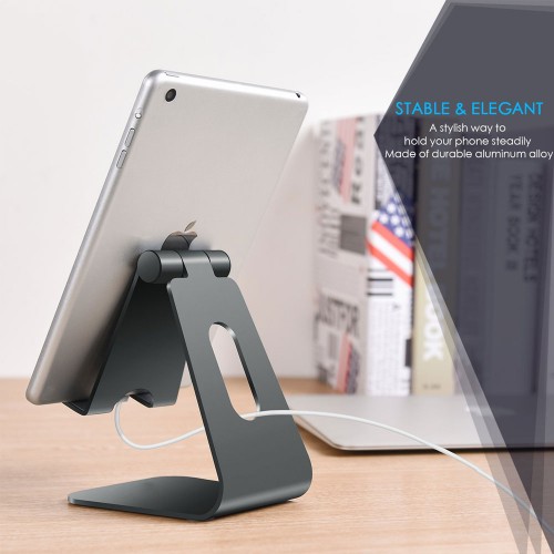 Mini Multi-Angle Aluminum Desk Stand For Smart Phones - Silver