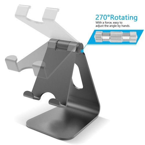 Mini Multi-Angle Aluminum Desk Stand For Smart Phones - Silver