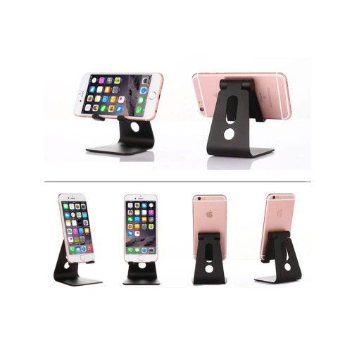 Mini Multi-Angle Aluminum Desk Stand For Smart Phones - Silver