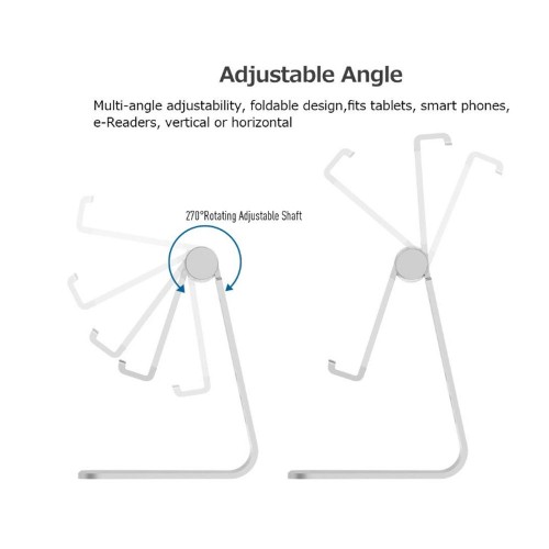 Mini Multi-Angle Aluminum Desk Stand For Smart Phones - Silver