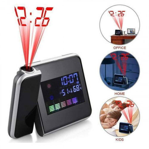 Multi-function Desktop Clock Digital Alarm Clock with Projector Color Screen