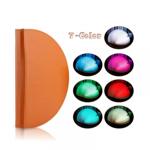 RGB Portable USB Wooden Folding Book Lamp with Remote