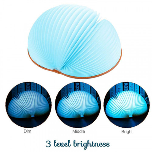 RGB Portable USB Wooden Folding Book Lamp with Remote