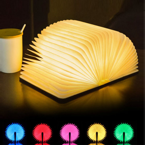 RGB Portable USB Wooden Folding Book Lam...