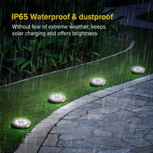 Waterproof Solar Powered Garden LED Disk Lights ( Pack Of 4 )