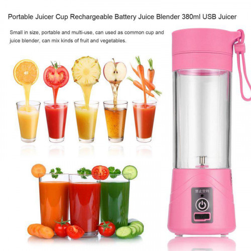    Portable Rechargeable Blender Personal Smoothies and Shakes Bottle 400 ML - Blue