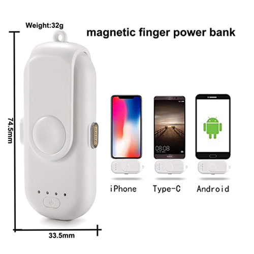 Portable Magnetic Charger Power Bank 4 charging packs (Each 1000mAh) Fit for iPhone, Android and type-C phones - White