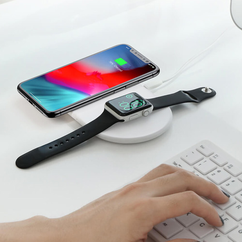 Baseus 2 in 1 wireless charger for iPhone XS Max and Apple Watch - White