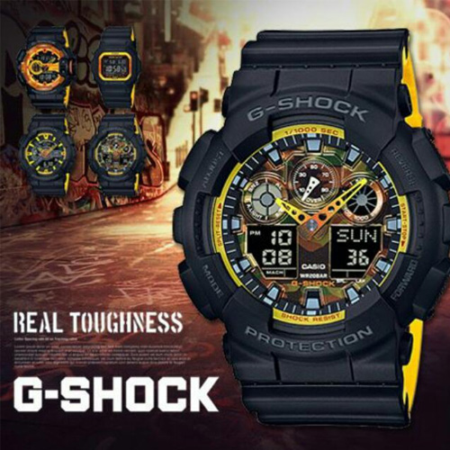 Casio G-Shock Analog-Digital Multi-Color Dial Men's Watch GA-100BY-1A