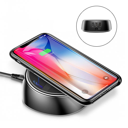 Baseus 2 in 1 Wireless Charger with 3 US...