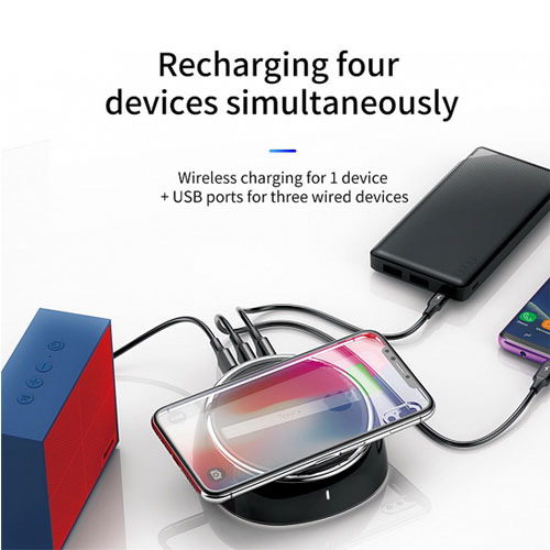 Baseus 2 in 1 Wireless Charger with 3 USB Charger 