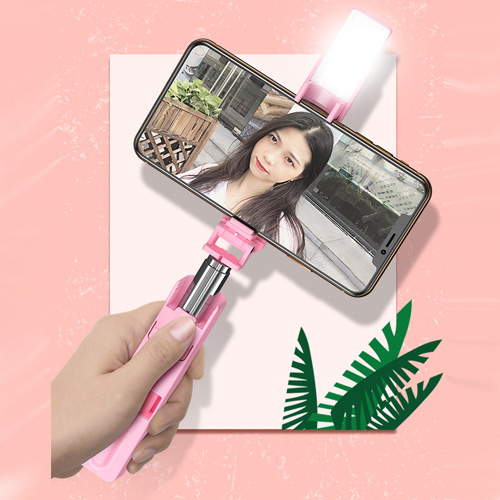 USAMS M2 Mini Selfie Stick with Build-in 3 Modes LED Selfie Light - Black