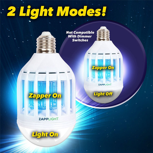 ZappLight LED 60W Bug Zapper Bulb Kills Insect and Mosquito On Contact