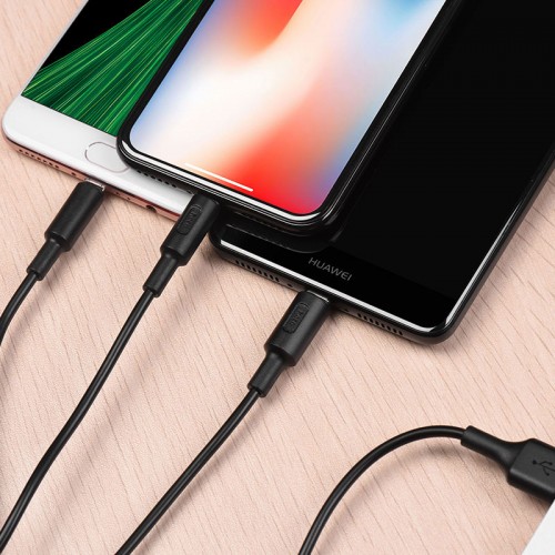 Hoco X25 USB to Lightning , Micro-USB  and Type-C Cable - Black
