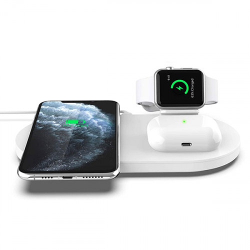 3 in 1 Wireless Charging Station for Apple iPhone , Apple Watch , AirPods Pro - White
