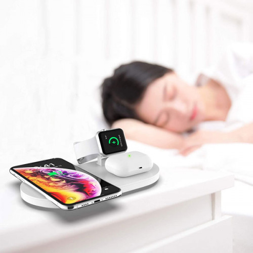 3 in 1 Wireless Charging Station for Apple iPhone , Apple Watch , AirPods Pro - White