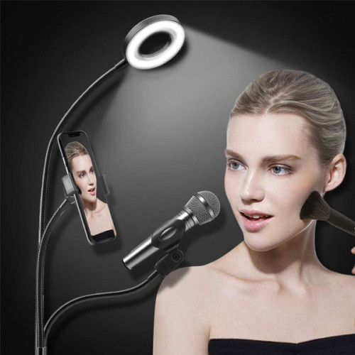 Professional Selfie Ring Light with Mobile and Mic Holder