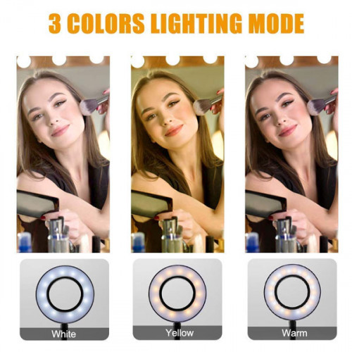 Professional Selfie Ring Light with Mobile and Mic Holder