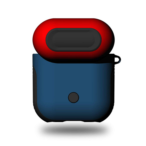 Coteetci Dual Layer TPU&PC Silicone Armor Case for Airpods - Red/Blue