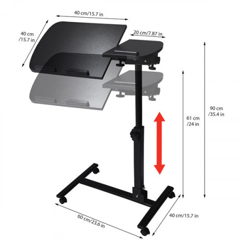 Folding Aluminum Adjustable Laptop Desk For Beside Sofa and Bed - Black