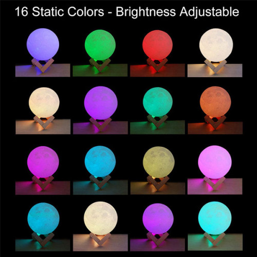 Moon Lamp 16 Colors RGB Led Moon Light with Stand and Remote