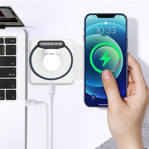 2 in 1 Wireless Charger , 15W Qi Fast Dual Magnetic Wireless Charging Pad ( For Magsafe Charging )