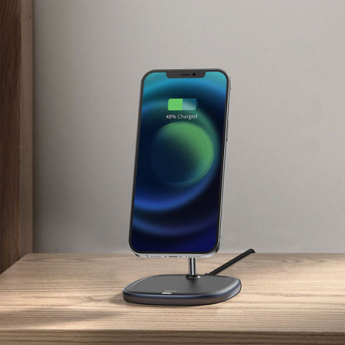 Baseus Swan Magnetic Desktop Bracket Wireless Charger For iPhone 12 Series - Black