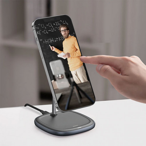 Baseus Swan Magnetic Desktop Bracket Wireless Charger For iPhone 12 Series - Black