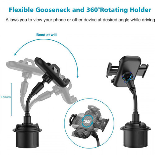 360 Degree Rotation Adjustable Car Cup Holder Phone Mount